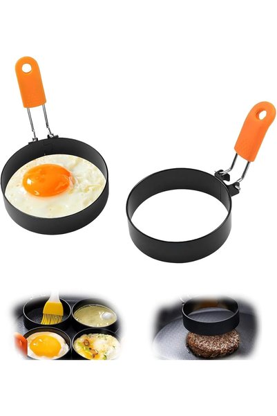 Generic 2 Packs Non-Stick Egg Rings for Frying, Versatile Egg Molds for Cooki...