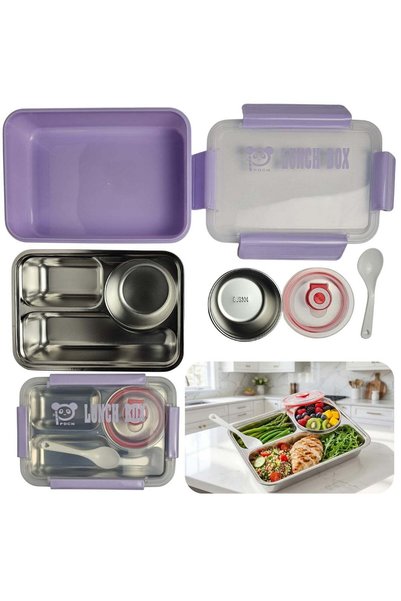 Generic SOBHYS Stainless Steel Lunch Box with Removable Inner Tray, Sauce Con...