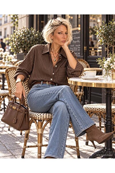 ibeeka Women's Textured Oversize Standard Size Loose Shirt