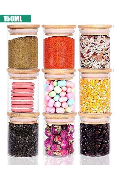 Generic 9 Piece Glass Storage Jar with Bamboo Lids,Glass Airtight Canisters S...