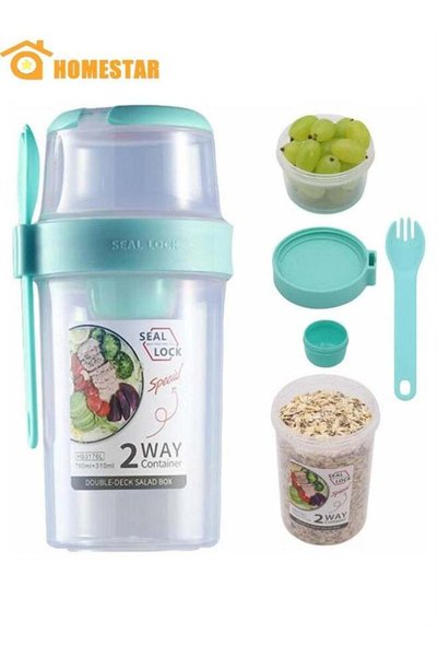 Generic Yogurt Cups for On the Go with Spoon, Double Layered Salad Cup, With ...