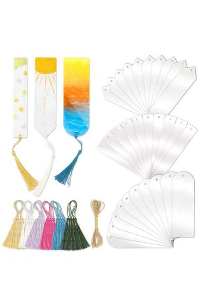Generic 30PCS Acrylic Bookmarks Blanks for DIY Crafting Colorful Tassel Book ...