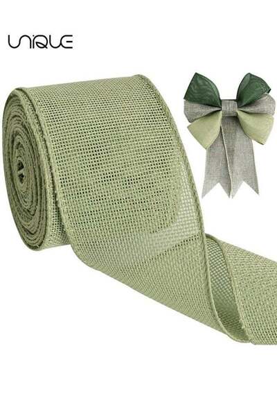 Generic Sage Green Burlap Ribbon - 2.5 Inch x 10 Yard Natural Burlap Woven Wi...