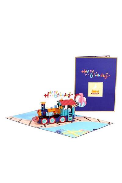 Generic 3D Train Birthday Greeting Card