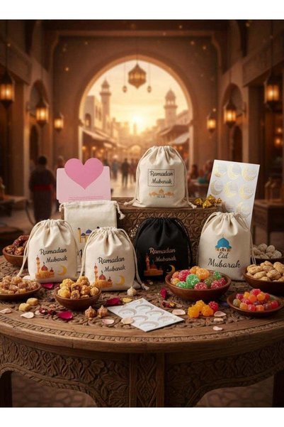 Generic 5-Piece Canvas & Velvet Drawstring Gift Bags (10x15cm) - Decorative F...
