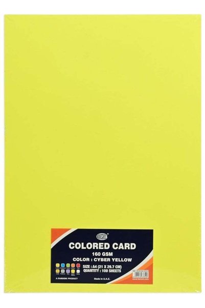 Generic FIS Colored Cards - Cyber Yellow, A4 Size, 100 Sheets