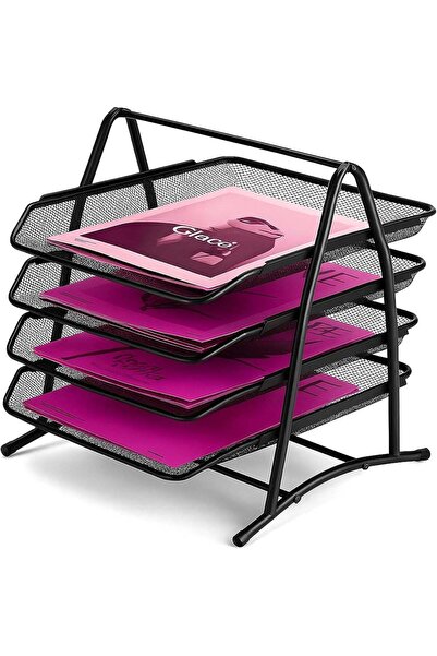 Generic 4-Tier Mesh Letter Tray, Office Filing Trays Holder, Desk Organizer w...