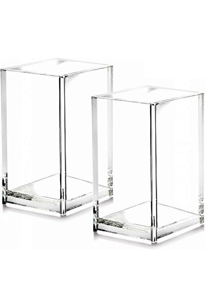 Generic ARS 2 Pack Clear Acrylic Pencil Pen Holder - Modern Desktop Organizer...