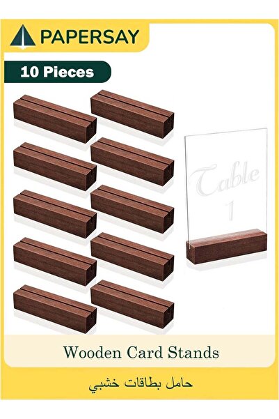 Generic 10-Pack Wooden Seat Card Holders, Black Wooden Table Number Holder, N...