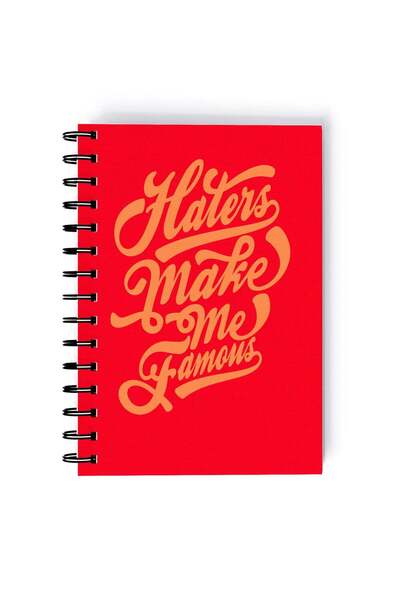 Generic Haters Make Me Famous Quote Rectangle Spiral A5 Notebook Red/Yellow