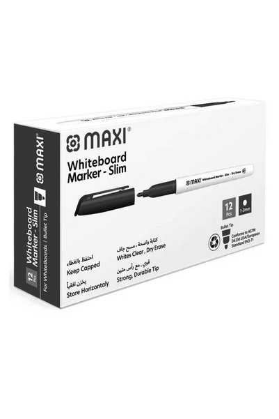 Generic 12-Piece Slim Tip Dry Erase Whiteboard Markers Black