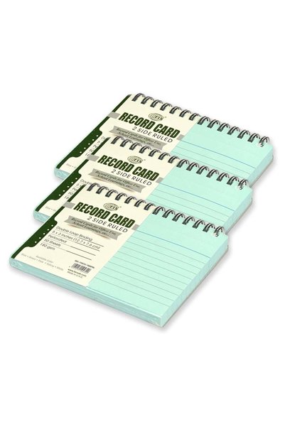 Generic FIS® Ruled Record Cards, Size:5"x3" Inches (127x76mm), Double Loop Sp...