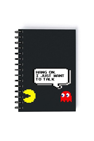 Generic Funny Pacman Ghost Game Printed Spiral A5 Notebook Grey/Yellow/Red