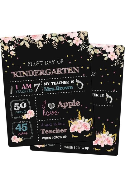 Generic First Day and Last Day of School Chalkboard, Back to School Sign for ...