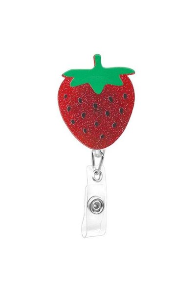 Generic Retractable Badge Reel Holder with Cute Strawberry Design for Nurses