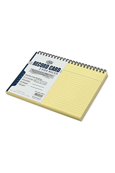 Generic FIS Ruled Record Card 180 Gsm 8X5 Inch Double Loop Spiral 50 Sheets Y...