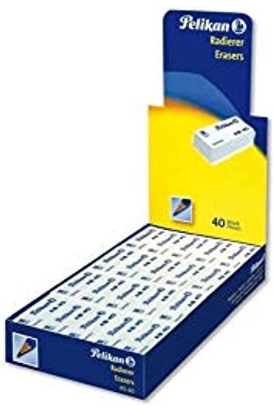 Generic Pelikan AS White Eraser, 40-Pcs in Box