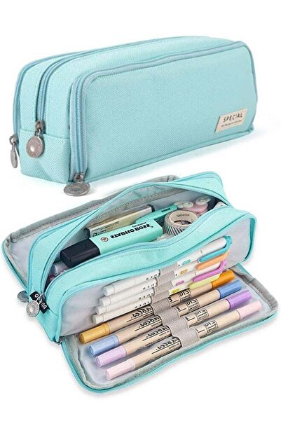 Generic Large Capacity Pencil Case Three Compartment Pencil Case Suitable for...