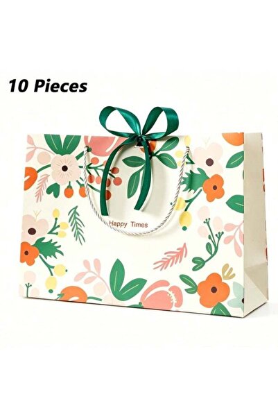 Generic 10-Piece Colorful Floral Print Gift Paper Bags, 9.8 x 7.9 x 4.7 Inch ...