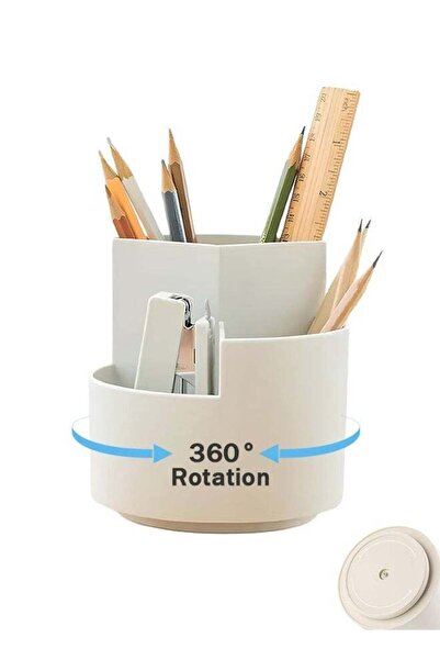 Generic Desk Pencil Pen Holder, 3 Slots 360-Degree Spinning Organizers, Deskt...