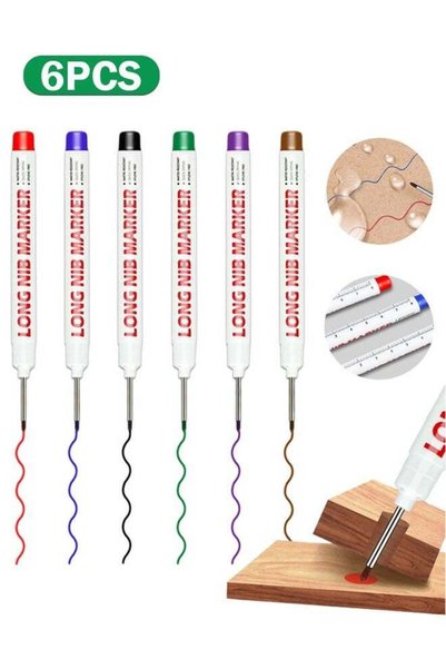Generic 6PCS 22mm Long Head Deep Hole Marker Pens, Quick-dry Waterproof Marke...