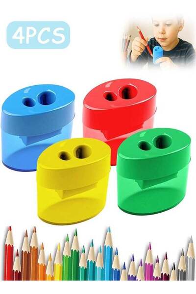 Generic Pencil Sharpeners with Dual Holes, 4 Pcs Pencil Sharpeners Manual, Du...