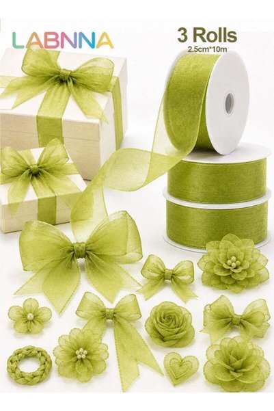 Generic 30M Organza Ribbon Mixed Color 2.5cm Sheer Ribbons Set 10 M x 9 Rolls...