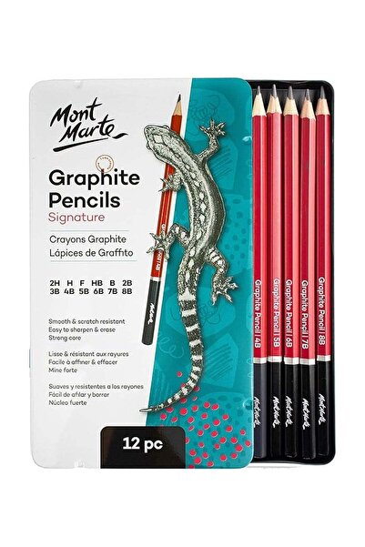Generic 12-Piece Signature Graphite Sketch Pencils In Metal Tin Box Ideal for...