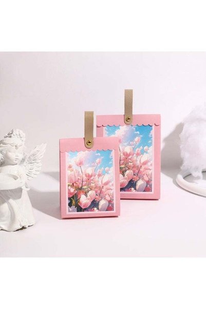 Generic Small Gift Box for Ladies with Hand strap Handle Homemade Pink Color