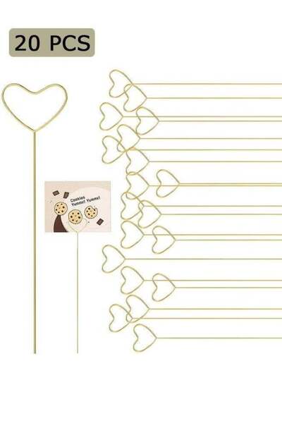 Generic 20 Pcs Floral Place Card Holder, Metal Heart Shape Card Holder, for F...