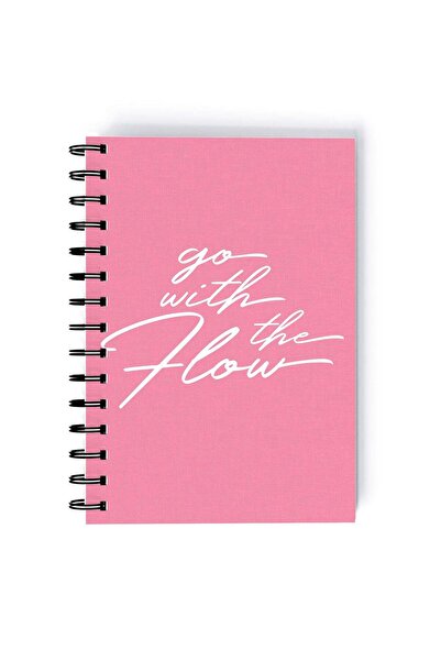 Generic Spiral A5 Notebook Typography Motivational Quote Go with the Flow Aes...