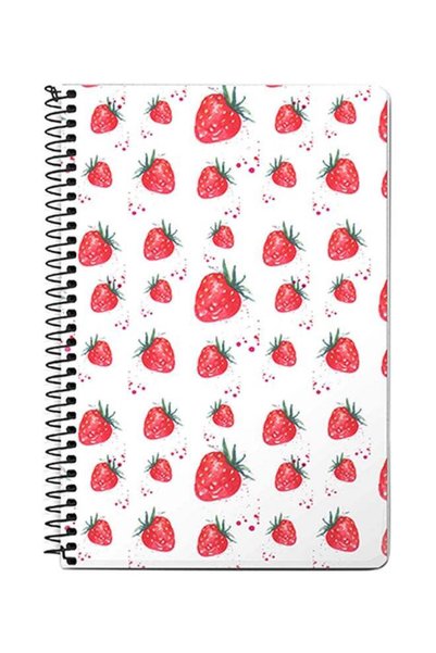 Generic Dripping Strawberries A5 Spiral Notebook White/Red/Green