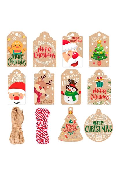 Generic Christmas Gift Tags with String, 102 Pcs Festival Tags for Gifts Set ...
