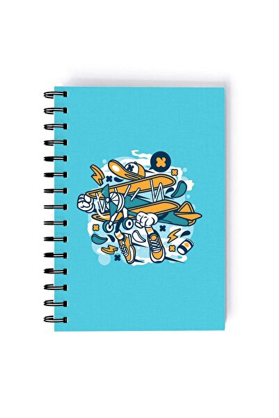 Generic Plane Character Rectangle Spiral A5 Notebook Multicolour