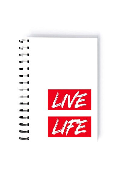 Generic Spiral A5 Notebook Typography Motivational Quote Live Life White Aest...