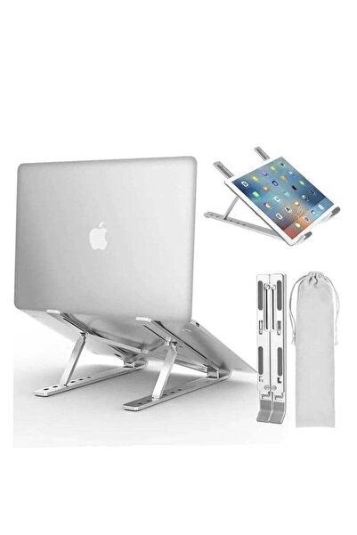 Generic 7-Level Adjustable Aluminum Alloy Foldable Laptop Stand Silver