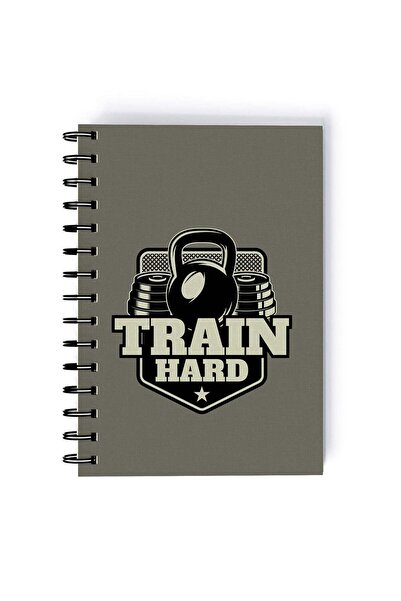 Generic Spiral A5 Notebook Train Hard Quote Gym Bros Fitness Grey