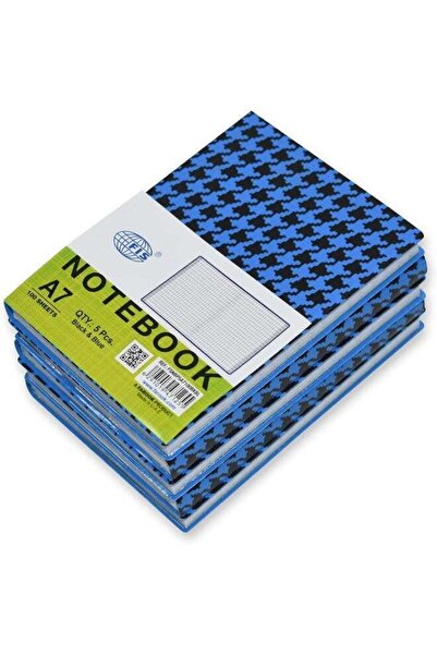 Generic FIS PVC Soft Cover Square Lines Notebook Pack of 5 - Blue/Black Blue/...