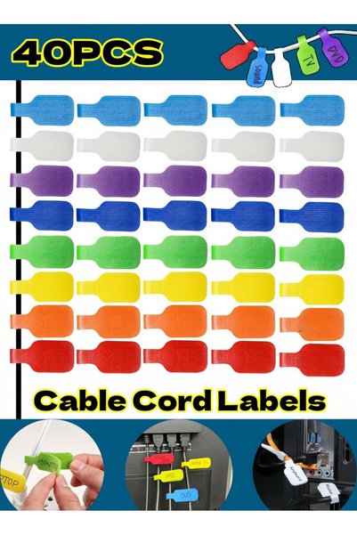 Generic 40PCS Cable Labels,Large Multicolor Cable Cord Labels,Write On Cord T...