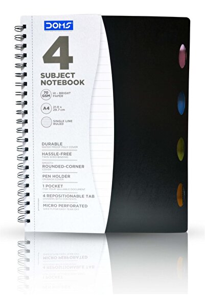 Generic Doms 120 Sheets 4 Subject Notebook, A4 Size