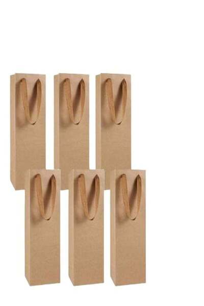 Generic 6 Pack Kraft Paper Wine Tote Bags - Single Bottle Gift Carrier for Wi...