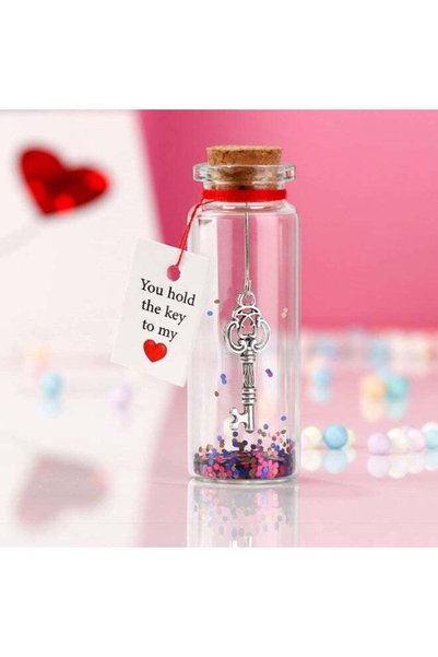 Generic Romantic Message in a Bottle with Key Charm, "I Love You" Gift for Hi...