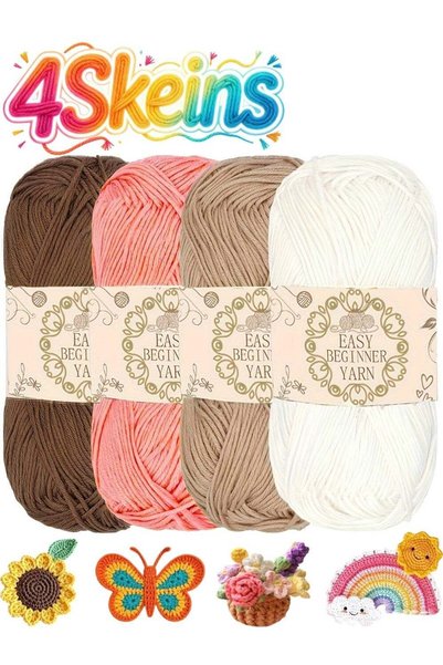 Generic 4 Skeins Yarn Bamboo Cotton - Sport Yarn, Hand Woven Yarn, Yarn for C...