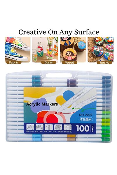 Generic Acrylic Paint Markers Set, 100 Multicolour Water-Based Fine Tip Pens ...
