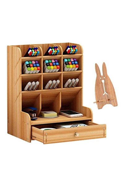 Generic Marbrasse Wooden Pen Organizer, Multi-Functional Diy Pen Holder Box B...
