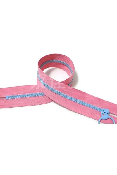Generic Closed-End Resin Zipper 40cm, Pink with Blue Teeth and Slider for DIY...