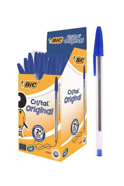 Generic 50-Piece Cristal Medium 1.0mm Tip Ballpoint Pen Blue Ink