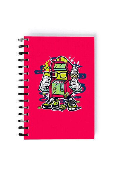 Generic Retro Gaming Character Rectangle Spiral A5 Notebook Multicolour