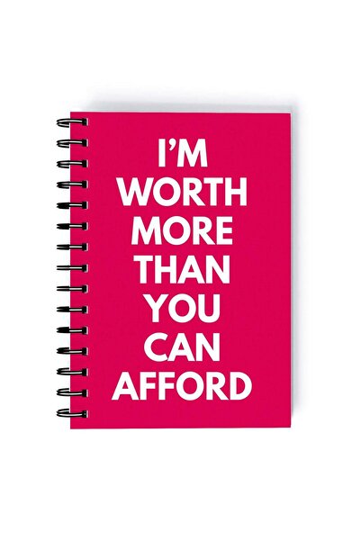 Generic Spiral A5 Notebook Sarcasm and Fun Typography I am Worth Pink Aesthetics