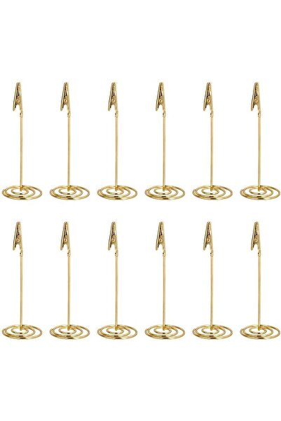 Generic 12 Pcs Gold Place Card Holders, Table Number Stand with Round Base, M...